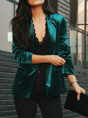 Dlabh velvet blazer lapel collar elegant fashion woman jacket