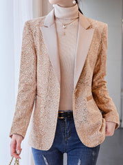 Dlabh shiny sequin blazer with pockets buttons lapel collar woman fashion