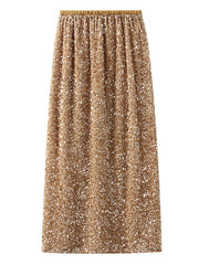 Dlabh long skirt slit the side velvet shiny sequin women