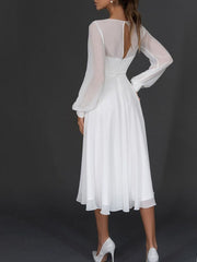 Dlabh white long sleeve chiffon long dress