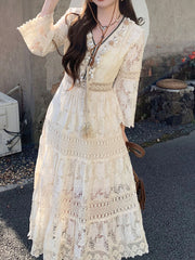 Dlabh long strappy English embroidery bohemian dress