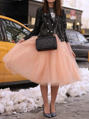 Dlabh mid-length puffy tutu skirt pink tulle