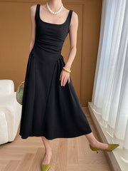 Dlabh long black trapeze dress audrey hepburn