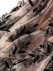 Dlabh long tulle skirt with flowing leaf print women's fashion