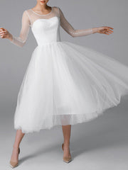 Dlabh mid-length tulle dress round neck long sleeves elegant