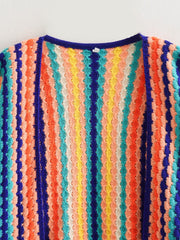 Dlabh women's loose casual rainbow striped cardigan