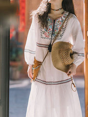 Dlabh long embroidered bohemian casual dress