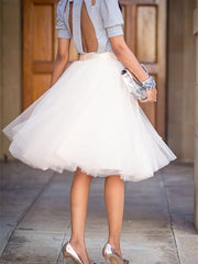 Dlabh mid-length puffy tutu skirt in white elegant tulle