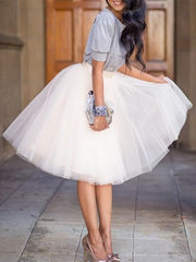 Dlabh mid-length puffy tutu skirt in white elegant tulle