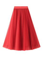 Dlabh elegant pleated tulle long skirt