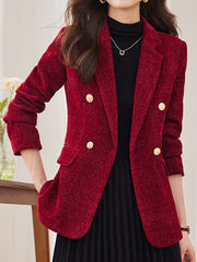 Dlabh blazer velvet bright wire double breasted women fashion