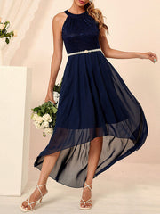 Dlabh bridesmaid dress short front long back navy