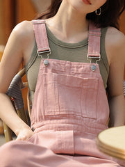 Dlabh pink denim overalls for women