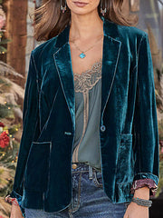 Dlabh velvet blazer with pockets for women