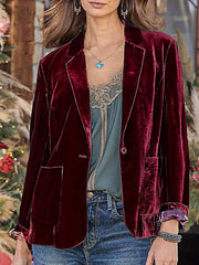 Dlabh velvet blazer with pockets for women