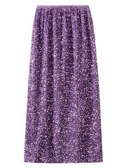 Dlabh long skirt slit the side velvet shiny sequin women