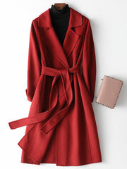 Dlabh wool coat with pockets belt women fashion