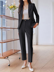 Dlabh 2-piece blazer jumpsuit with button pockets women's suit style