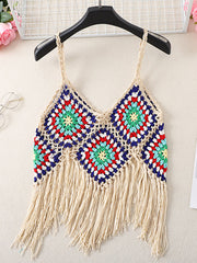 Dlabh crochet fringe bohemian tank top